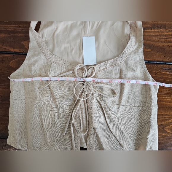 NWT HYFVE Beige/Tan Tie-Front Linen Blend Vest - Sz Medium & Large - Picture 7 of 8